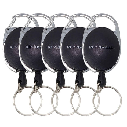 5pk KeySmart Retractable Carabiner – Badge Holder & Key Ring Clip