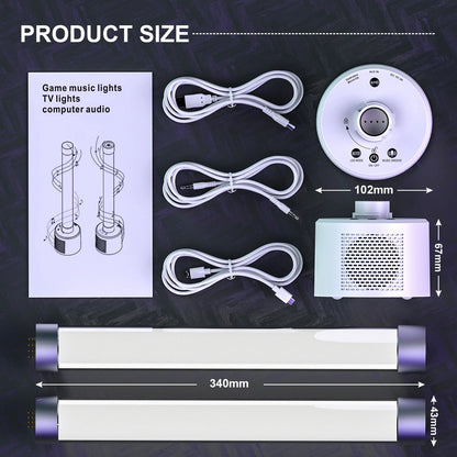 Set of 2 Bluetooth LED Light Bar with Speaker – Sync Music Reactive Ambience Lights