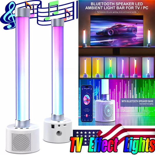 Set of 2 Bluetooth LED Light Bar with Speaker – Sync Music Reactive Ambience Lights