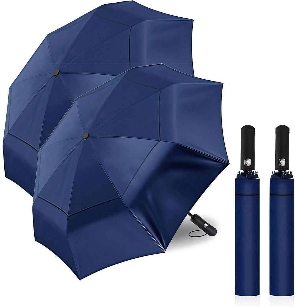 2pk 62” Windproof Golf Umbrella – Auto Open, Double Canopy, Extra Large Coverage