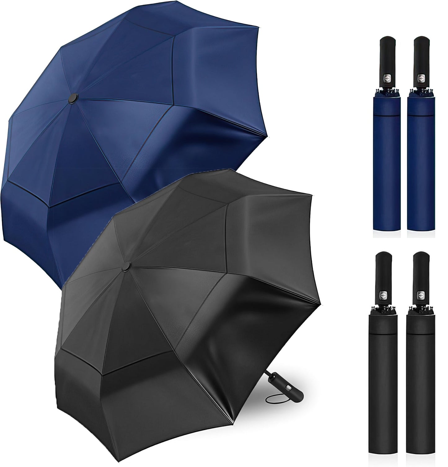 2pk 62” Windproof Golf Umbrella – Auto Open, Double Canopy, Extra Large Coverage