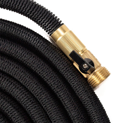 50ft Expandable Garden Hose with Brass Fittings & 5-Pattern Nozzle – Tangle-Free Design