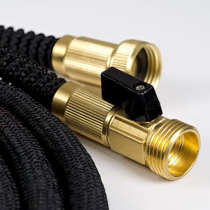 50ft Expandable Garden Hose with Brass Fittings & 5-Pattern Nozzle – Tangle-Free Design