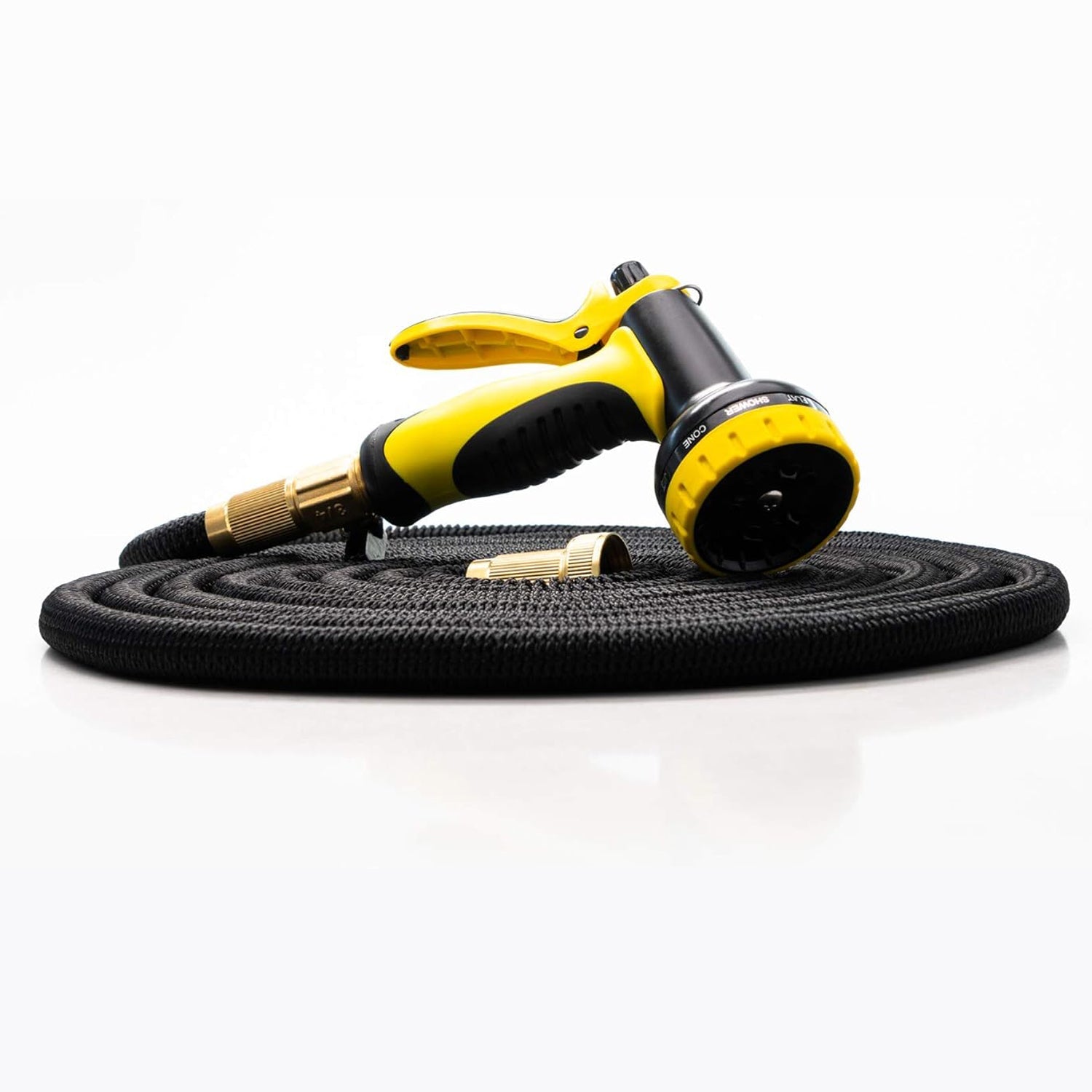 50ft Expandable Garden Hose with Brass Fittings & 5-Pattern Nozzle – Tangle-Free Design