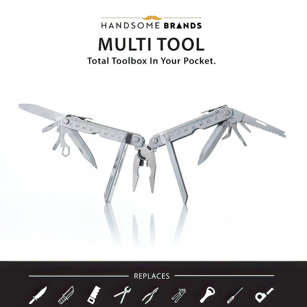 Pocket-Sized 12-in-1 Stainless Steel Multitool with Belt Pouch