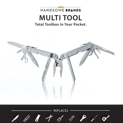 Pocket-Sized 12-in-1 Stainless Steel Multitool with Belt Pouch