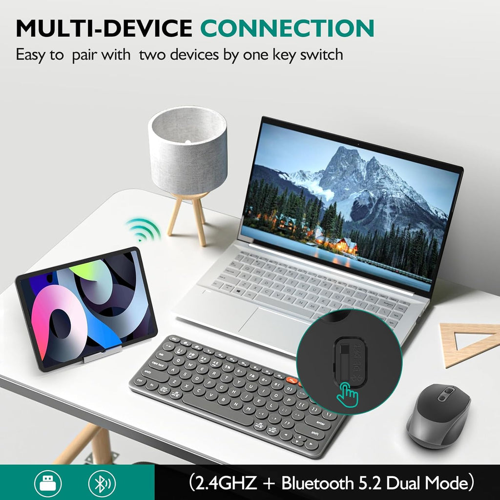 Rechargeable Bluetooth Wireless Mouse – Silent, Compact, Dual Mode