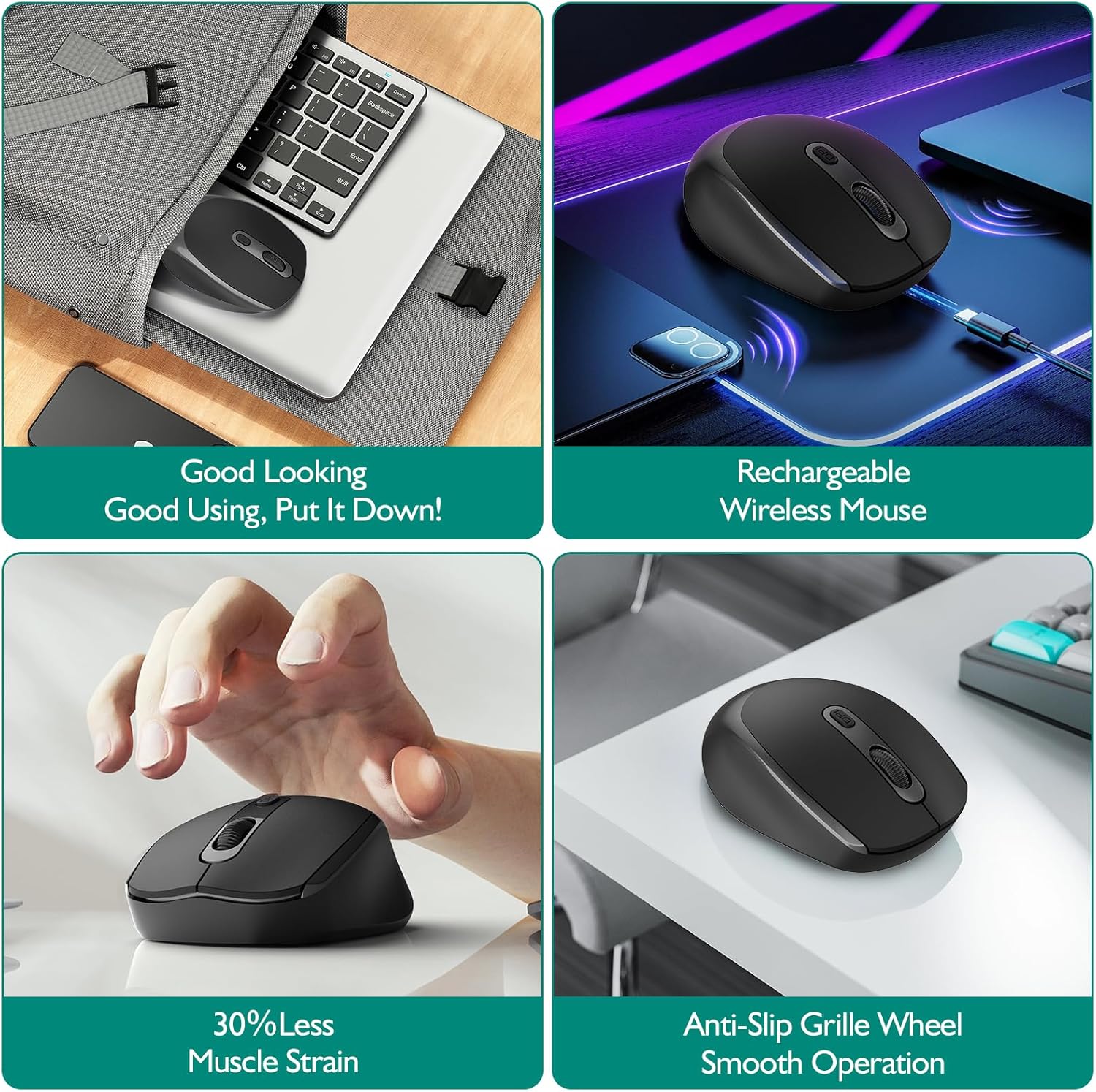 Rechargeable Bluetooth Wireless Mouse – Silent, Compact, Dual Mode