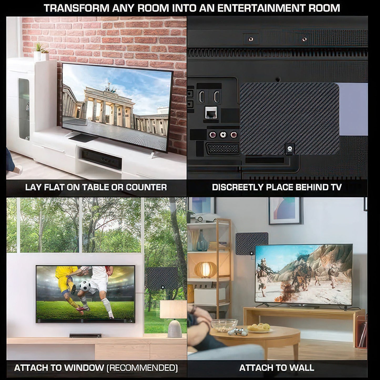 Amplified Indoor HDTV Antenna – 110 Mile Range, Free HD TV Channels