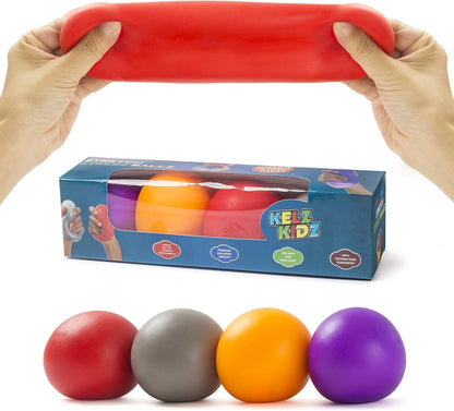 4pk Jumbo Stretch & Squeeze Stress Balls – Sensory Fidget Toys