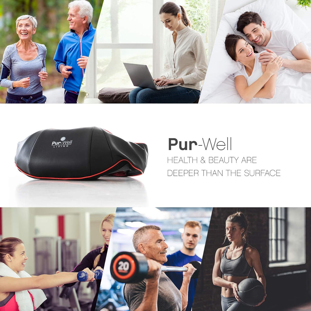 Pur Relaxation Shiatsu Neck, Shoulder & Back Massager with Heat - Use In Home or Car