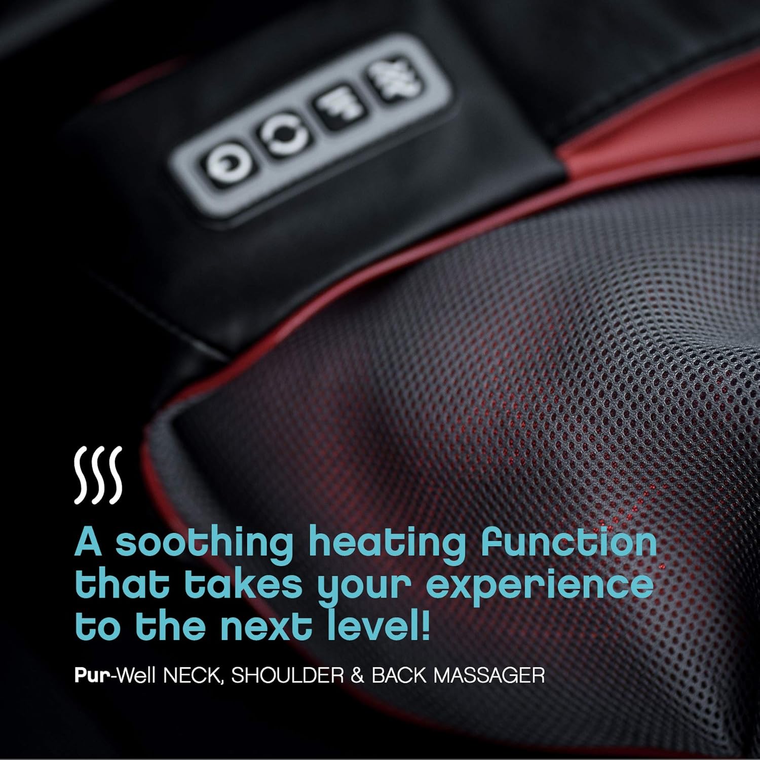 Pur Relaxation Shiatsu Neck, Shoulder & Back Massager with Heat - Use In Home or Car