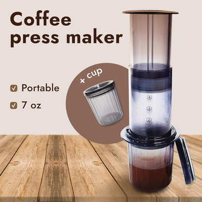 Portable Coffee Press Maker – 7 oz Compact Manual Brewer for Travel & Home