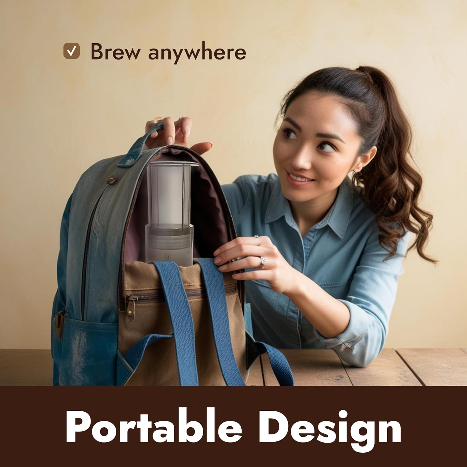 Portable Coffee Press Maker – 7 oz Compact Manual Brewer for Travel & Home