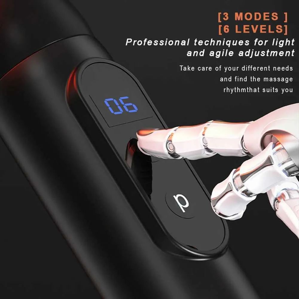 Deep Tissue Handheld Percussion Massager – 6-Speed with 4 Heads