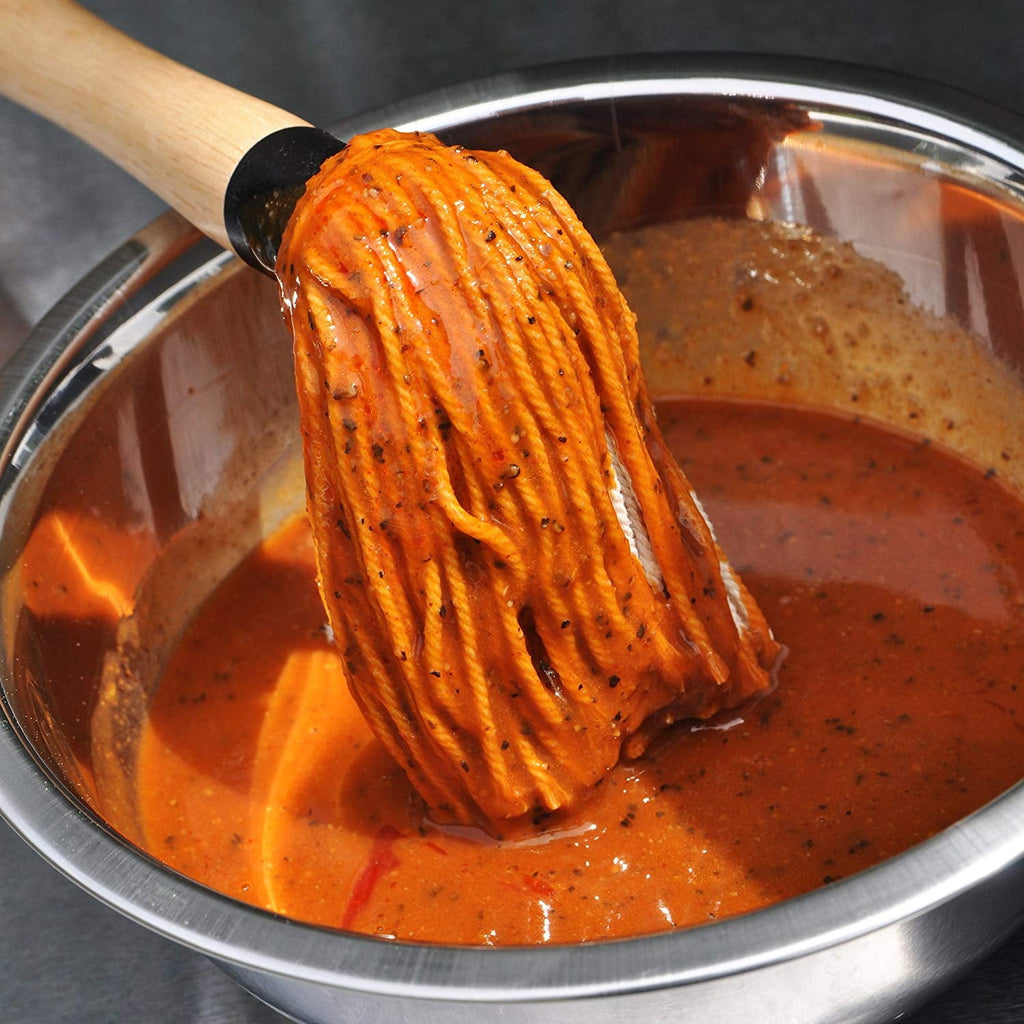 GRILLHOGS 18-Inch BBQ Basting Mop – Wooden Handle + 3 Mop Heads