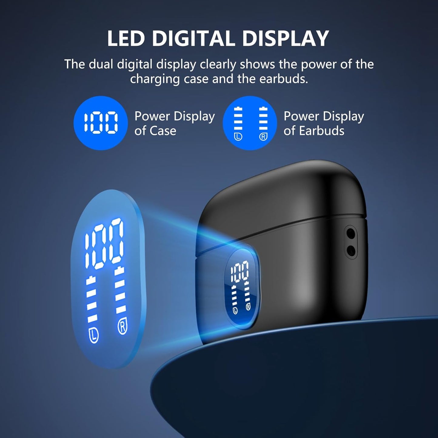 Bluetooth 5.4 Wireless Earbuds – 42H Playtime, LED Display, Touch Control