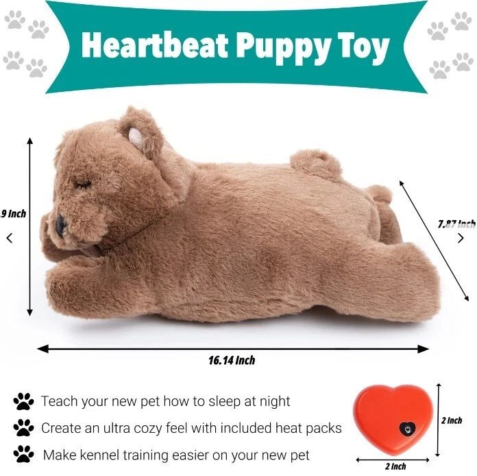 Heartbeat Puppy Plush Toy – Calming Aid, Mimmicks Human Heartbeat