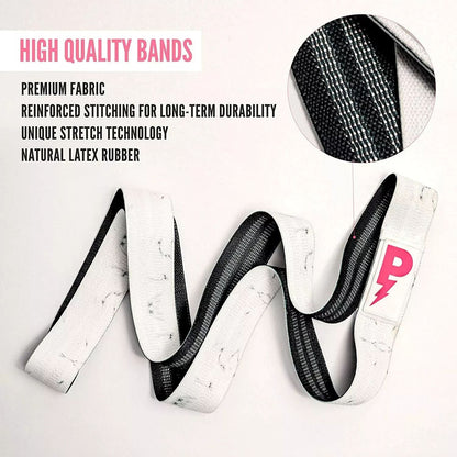 84" Premium Non-Slip Long Resistance Band – White Marble, With Carrying Pouch