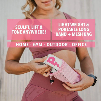 84" Premium Non-Slip Long Resistance Band – White Marble, With Carrying Pouch