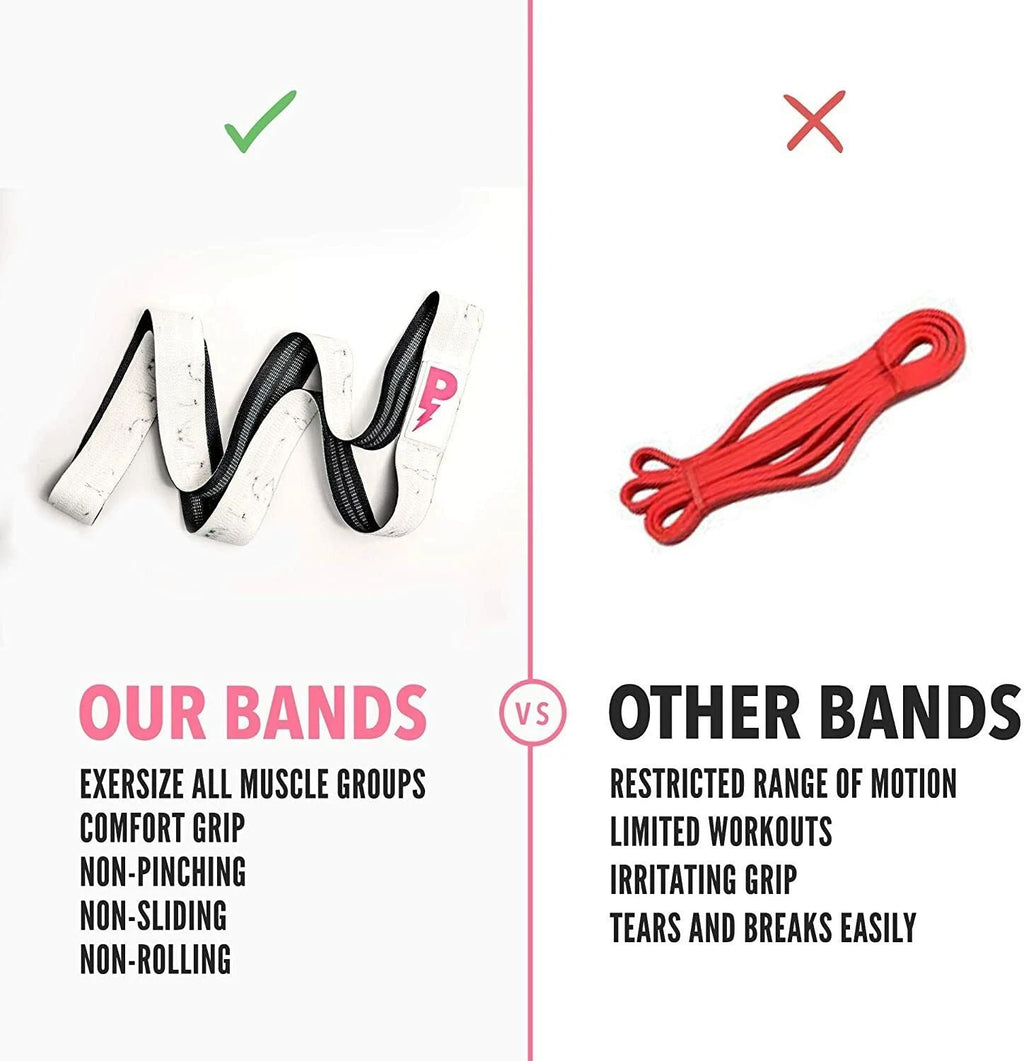 84" Premium Non-Slip Long Resistance Band – White Marble, With Carrying Pouch