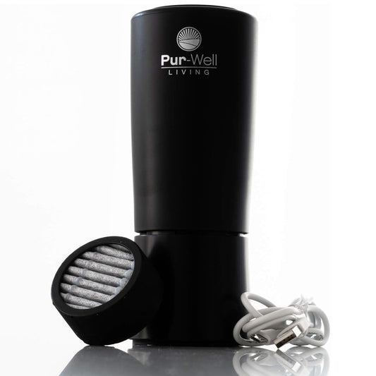 Pur Oxygen Travel Car Air Purifier – HEPA Coconut Charcoal Filter, Ionizer & Odor Eliminator