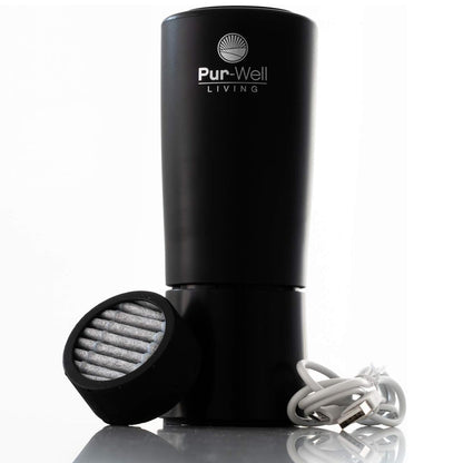Pur Oxygen Travel Car Air Purifier – HEPA Coconut Charcoal Filter, Ionizer & Odor Eliminator