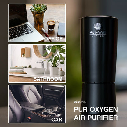 Pur Oxygen Travel Car Air Purifier – HEPA Coconut Charcoal Filter, Ionizer & Odor Eliminator