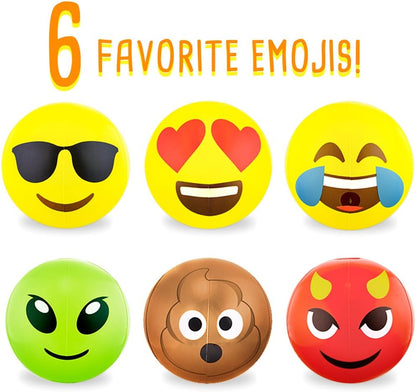 Emoji Beach Balls 12-Pack – 12" Inflatable Vinyl Toys for Pool, Beach, Party Favors