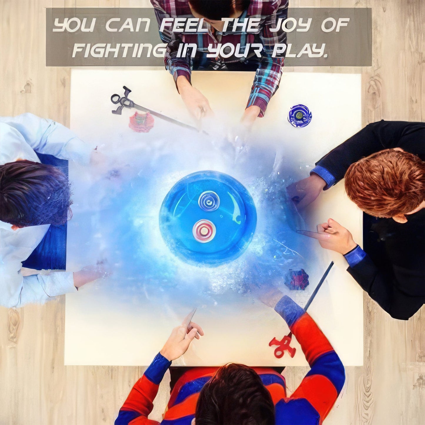 Crush Battling Tops Set – 4 Spinning Tops + Launchers,  High-Speed Metal Battle Game