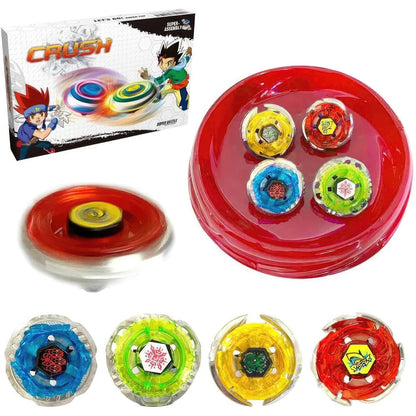 Crush Battling Tops Set – 4 Spinning Tops + Launchers,  High-Speed Metal Battle Game