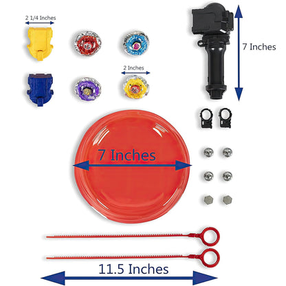 Crush Battling Tops Set – 4 Spinning Tops + Launchers,  High-Speed Metal Battle Game