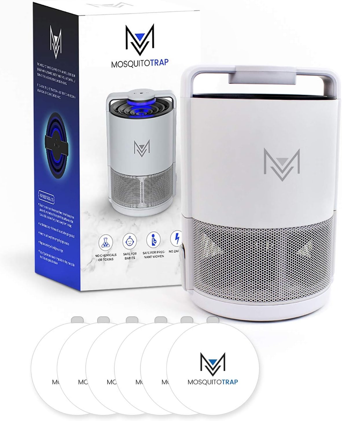 MosquitoTrap™ Indoor Insect Trap – LED UV Light Mosquito Killer – Non-Toxic, Baby & Pet Safe – Includes 6 Glue Boards – Gray