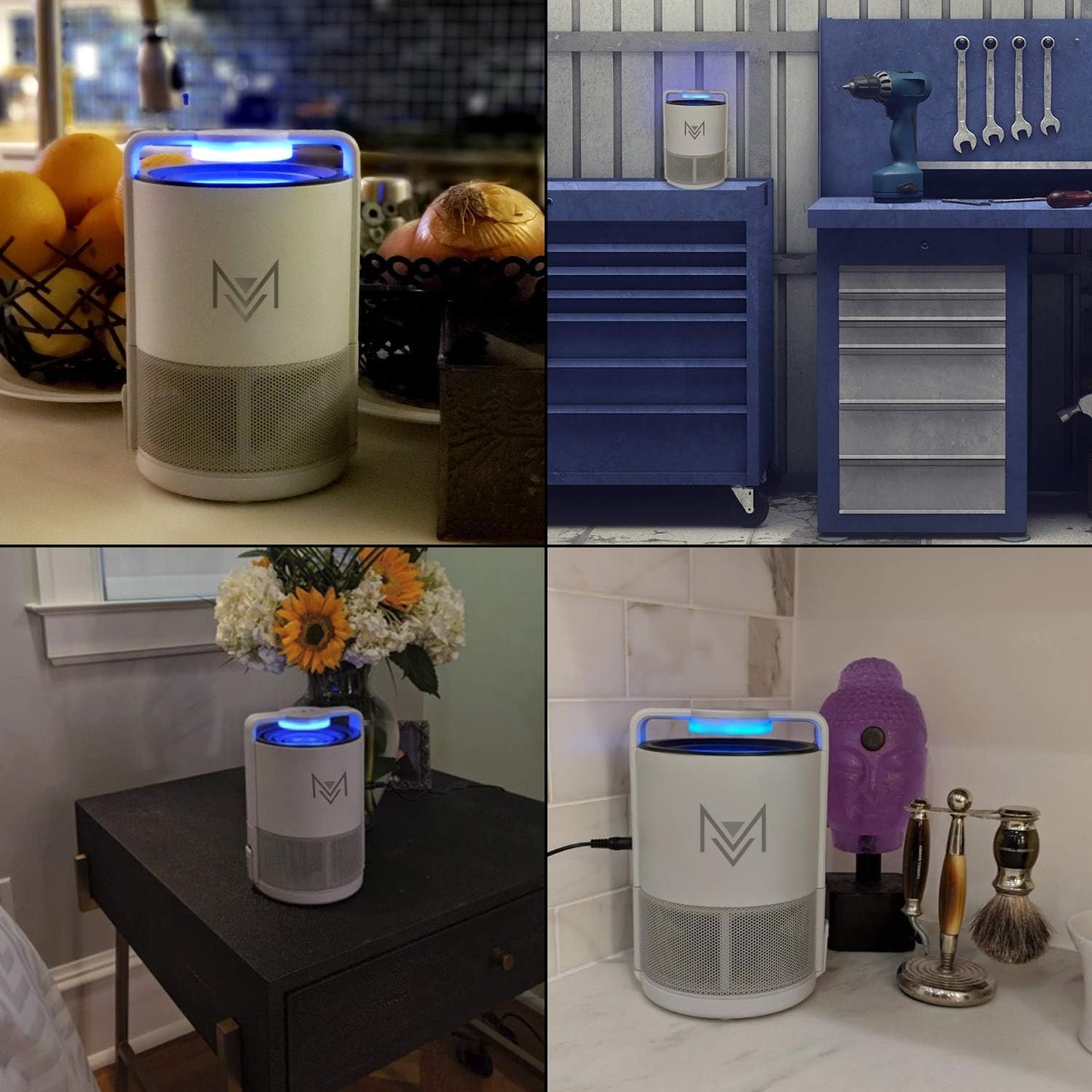 MosquitoTrap™ Indoor Insect Trap – LED UV Light Mosquito Killer – Non-Toxic, Baby & Pet Safe – Includes 6 Glue Boards – Gray