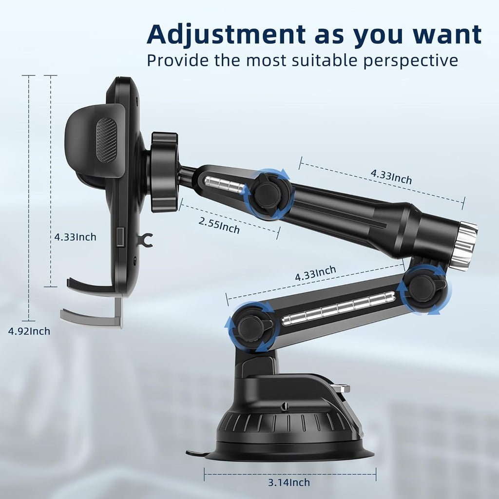 Universal Car Phone Holder – Adjustable Suction Mount for 4"–7.2" Devices