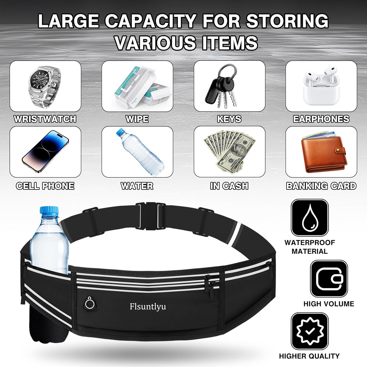 Mini Running Fanny Pack – Waterproof Slim Waist Belt with Reflective Safety & Phone Holder