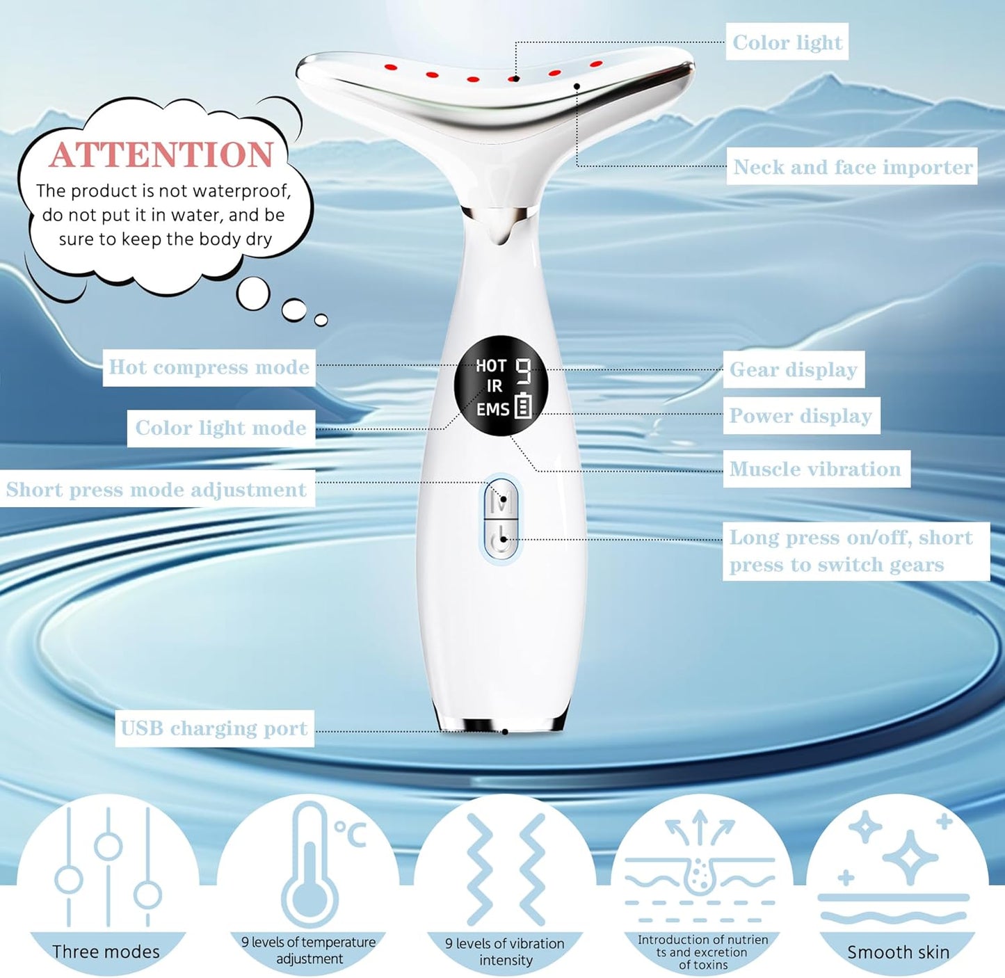 LED Facial Sculptor – 3-in-1 Heated Face & Neck Massager for Lifting, Sculpting & Anti-Aging