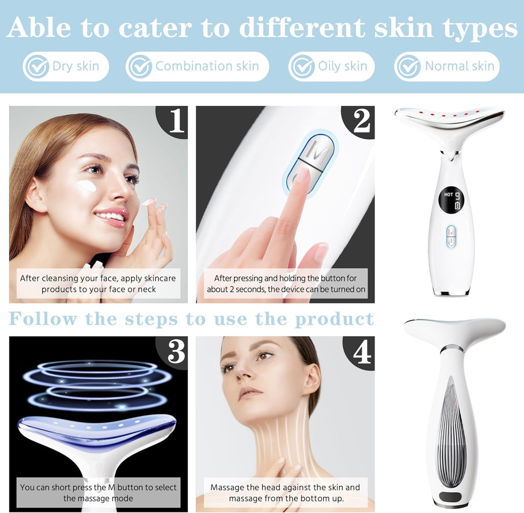 LED Facial Sculptor – 3-in-1 Heated Face & Neck Massager for Lifting, Sculpting & Anti-Aging