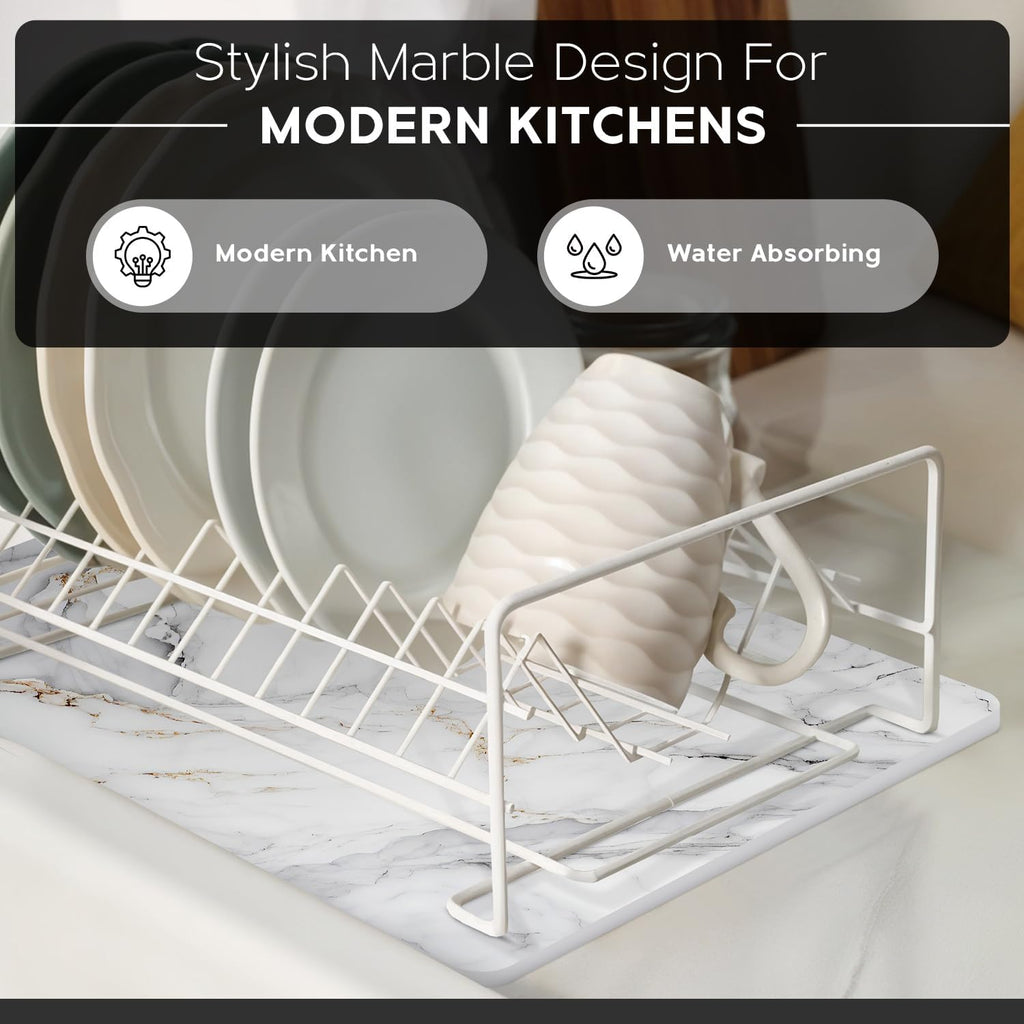 2pk Ari & Jay Stone Dish Drying Mats – Fast-Drying Kitchen Trays with Marble Finish
