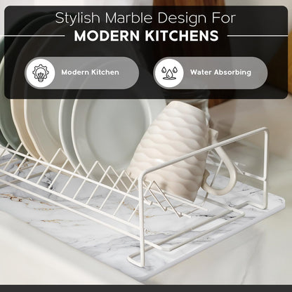 2pk Ari & Jay Stone Dish Drying Mats – Fast-Drying Kitchen Trays with Marble Finish