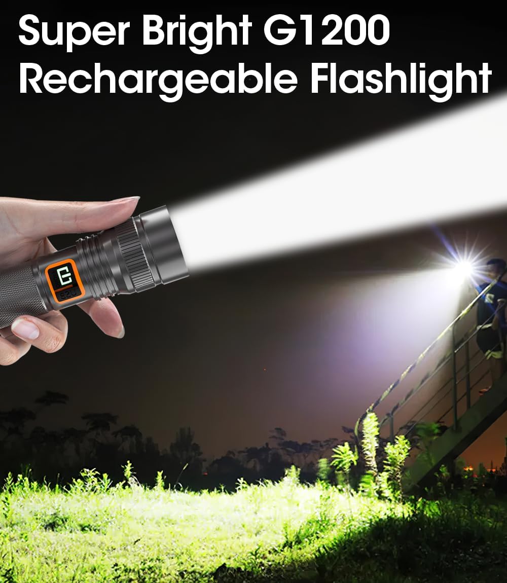 Super Bright Rechargeable Flashlight – Long-Throw LED Spotlight with USB-C Fast Charging