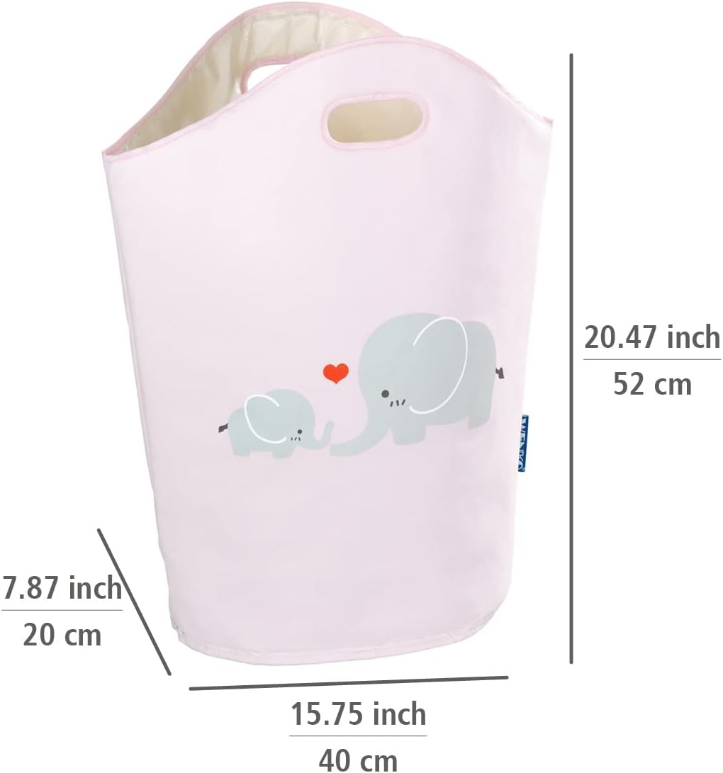 Kids Laundry Hamper – Pink Round Clothes Basket, 6.3 Gallons