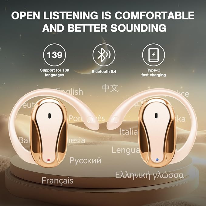 Real-Time Translation Earbuds – 139 Languages, Offline Mode, HD Sound & Long Battery Life