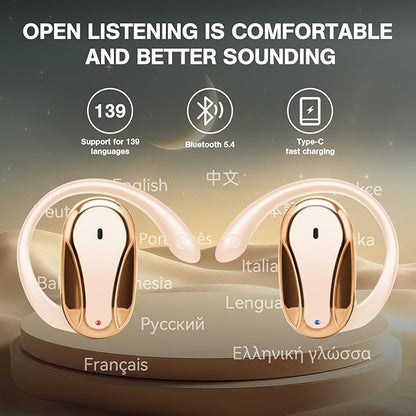Real-Time Translation Earbuds – 139 Languages, Offline Mode, HD Sound & Long Battery Life
