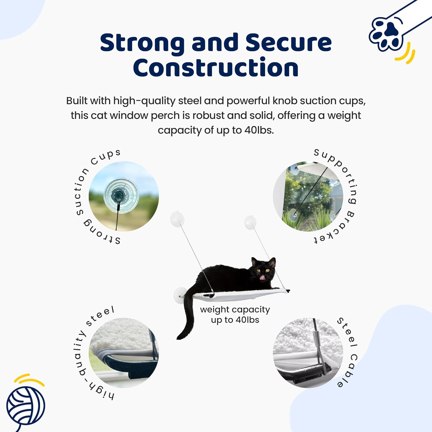 2-in-1 Collapsible Cat Window Hammock – Holds Up to 40 lbs