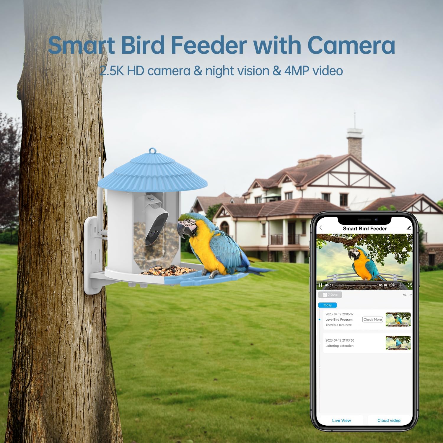 Smart Bird Feeder with 2.5K Camera & Solar Power – AI Bird Recognition