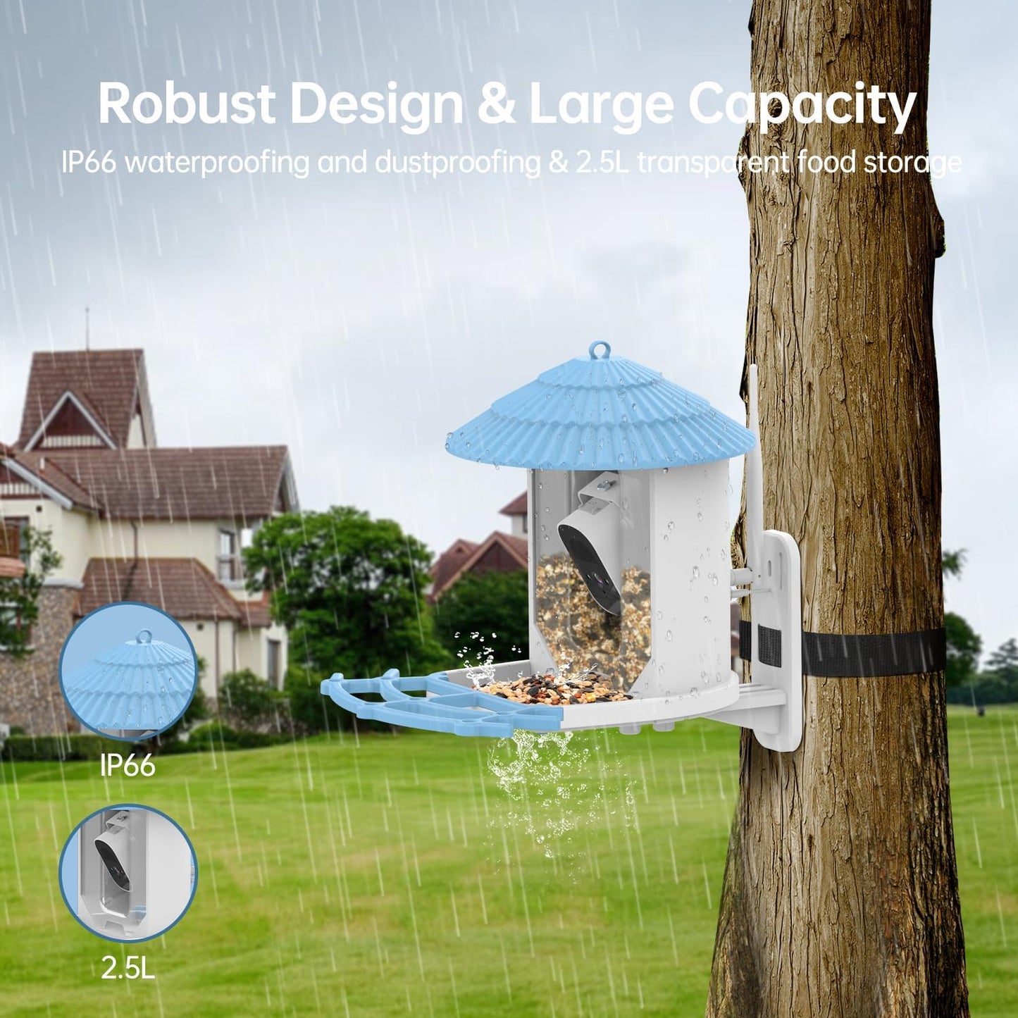 Smart Bird Feeder with 2.5K Camera & Solar Power – AI Bird Recognition