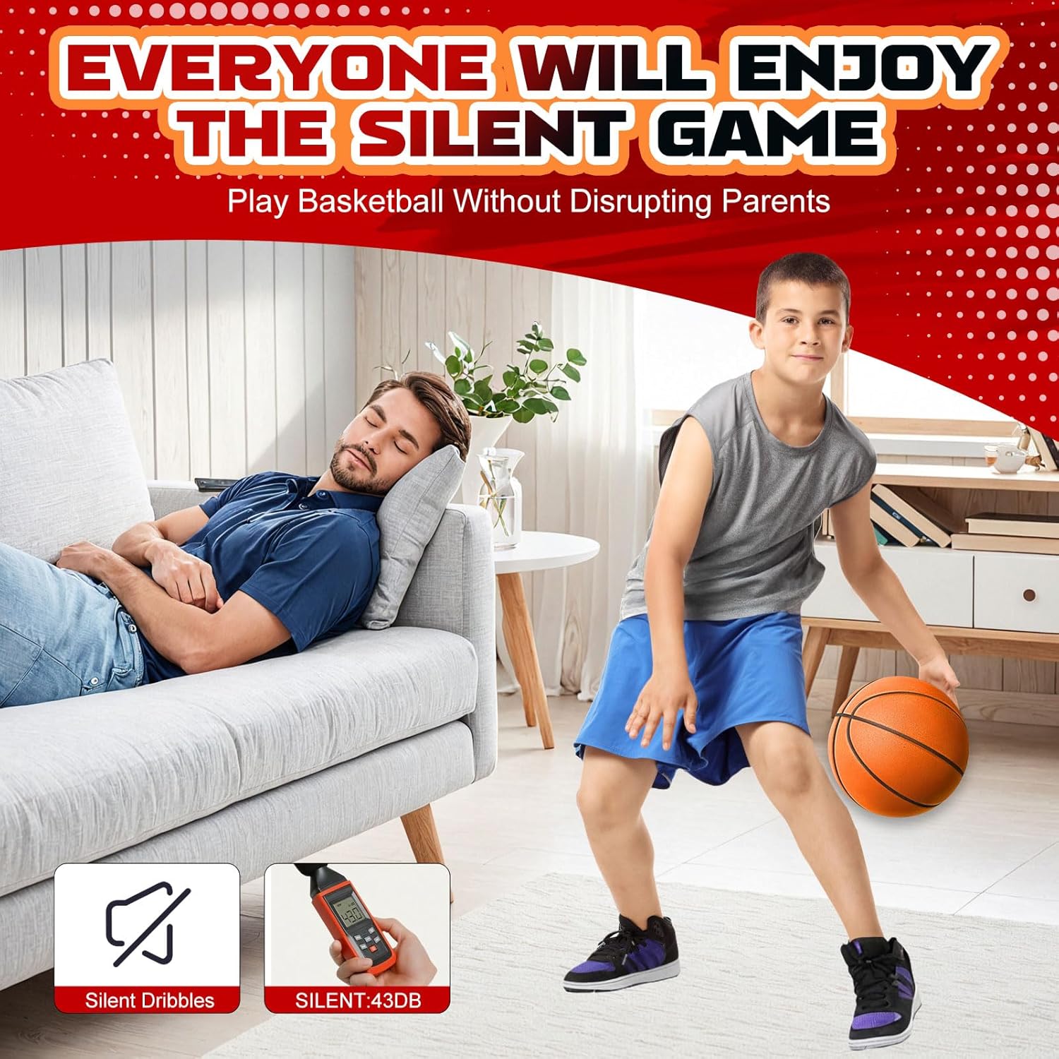 Silent Indoor Training Basketball – No Noise Foam, Realistic Weight And Size