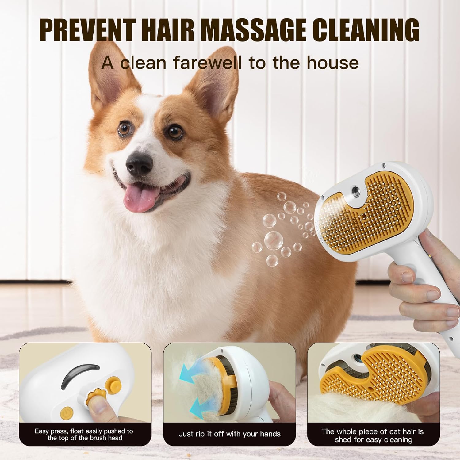 Ultimate Pet Steam Brush – Shedding & Grooming Tool for Cats & Dogs