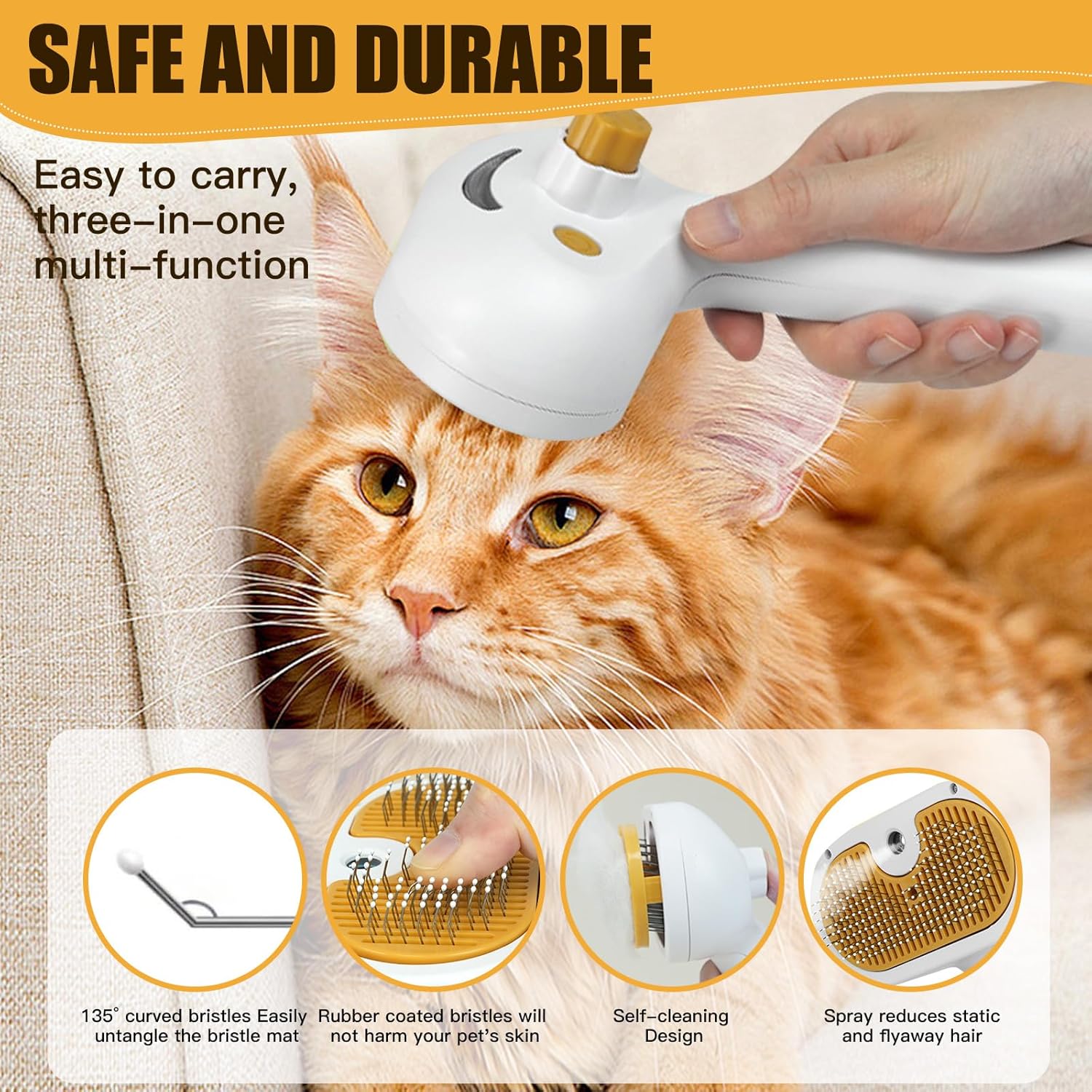 Ultimate Pet Steam Brush – Shedding & Grooming Tool for Cats & Dogs